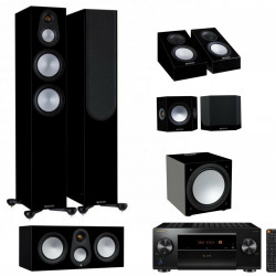Monitor Audio Speaker Set Silver 300 7G Dolby Atmos Cinema 7.1.2 High Gloss Black + Pioneer AV Receiver VSX-LX505 (set)