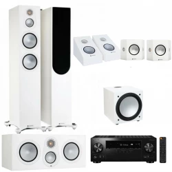 Monitor Audio Speaker Set Silver 300 7G Dolby Atmos Cinema 7.1.2 Satin White + Pioneer AV Receiver VSX-LX505 (set)